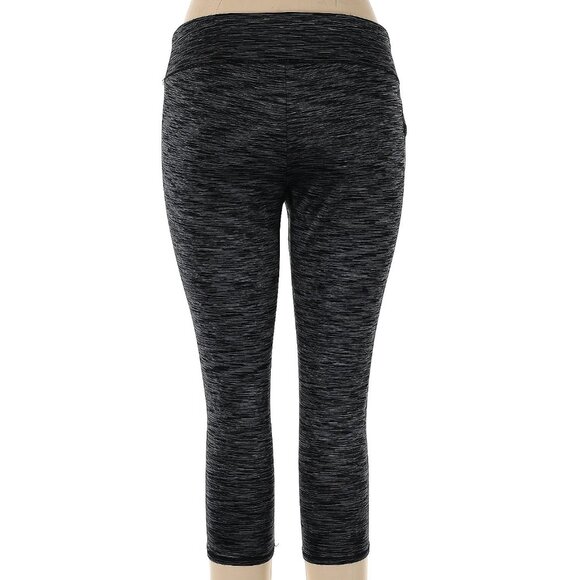 Danskin XL Marled Black Leggings Capri Crops Active Pants Excellent Condition - Picture 4 of 8